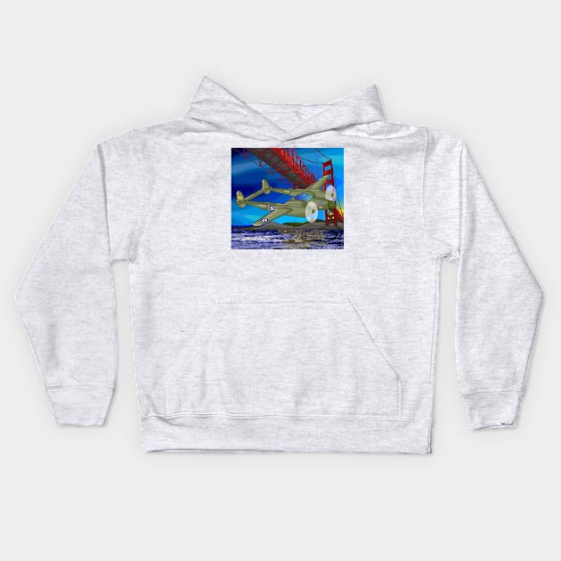 P-38 at Golden Gate Kids Hoodie by lytebound